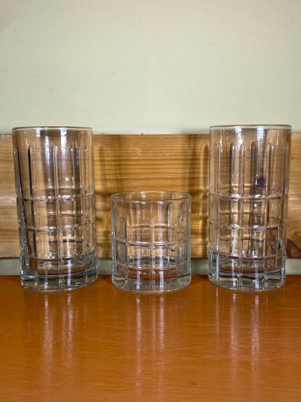 Anchor Hocking Tartan Manchester Clear Heavy Glasses  (2) 16oz (1) 8.5oz Rocks